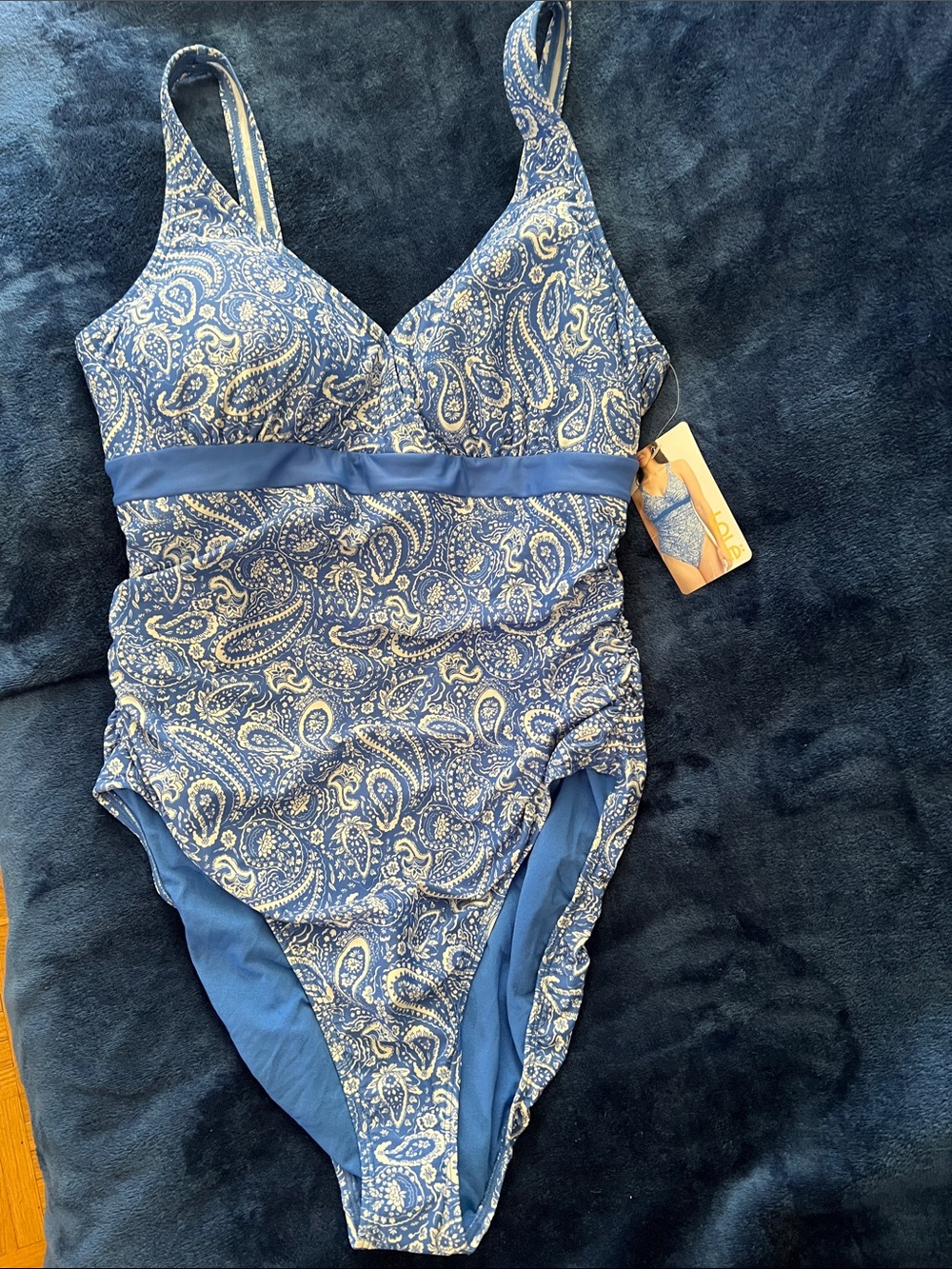 Lole Blue Paisley One-Piece Bodysuit new with tag